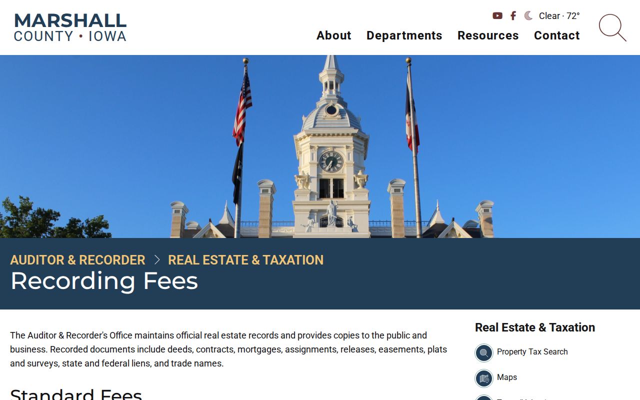 Marshall County Recorder fees and property document types