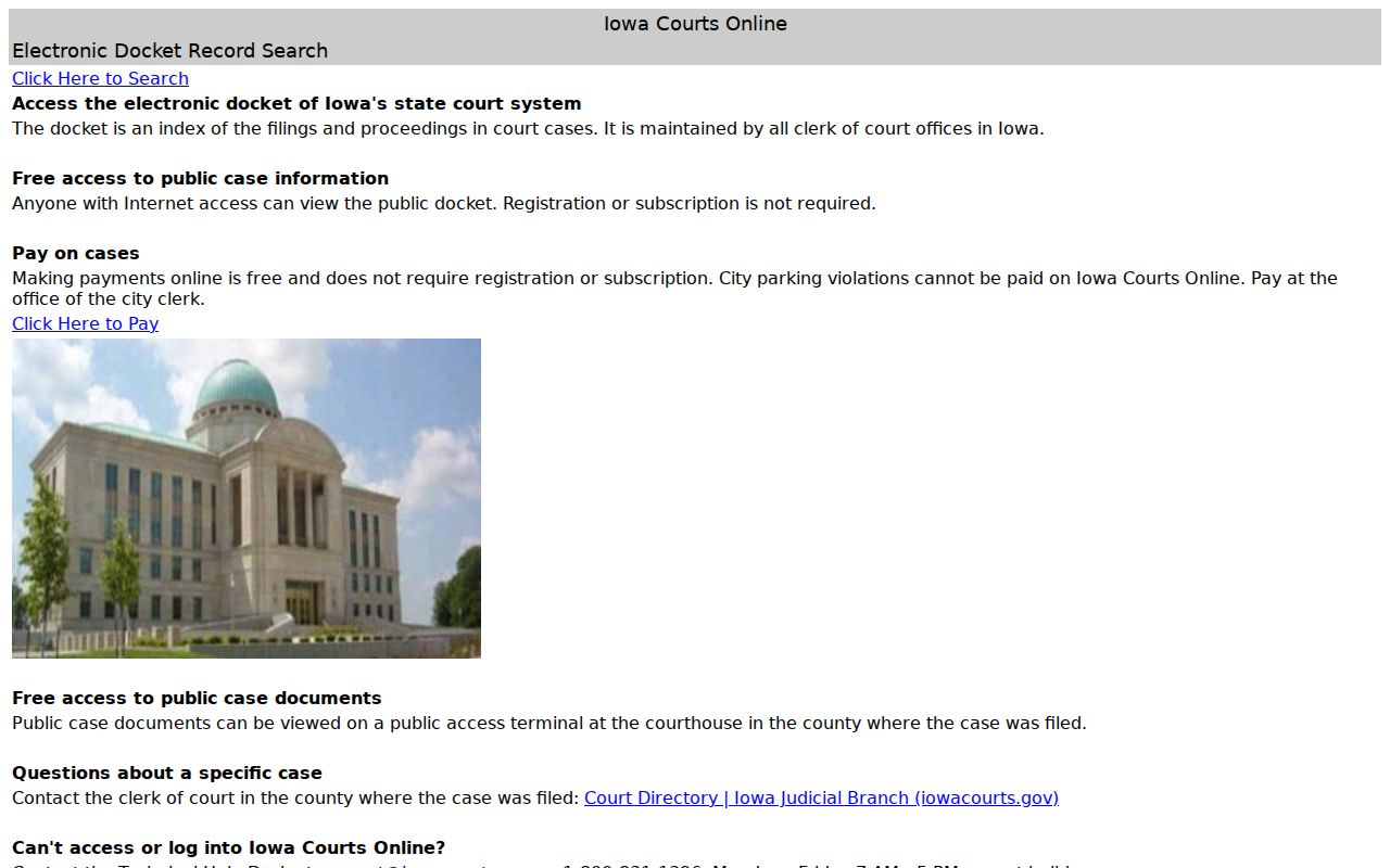 Iowa Courts Online public search used for a Marshalltown resident lookup